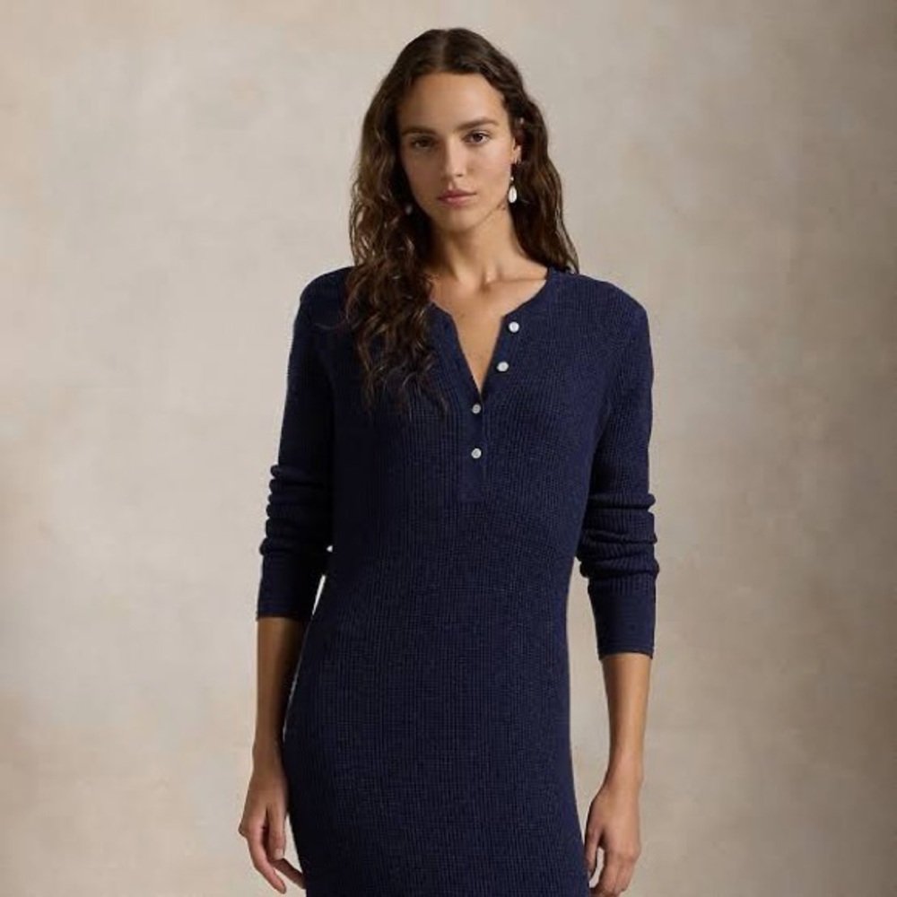 Wool-Cashmere Henley Sweater Dress
Color: Denim Heather
Size: L
NWT - Picture 2 of 8